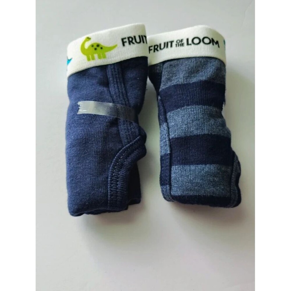 New Fruit of the Loom Boys Briefs Underwear Size 4T Dinosaur Print Navy/Stripes